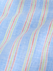 Blue Stripe Long Sleeve Signature 100% Linen Shirt - Image 8 of 8
