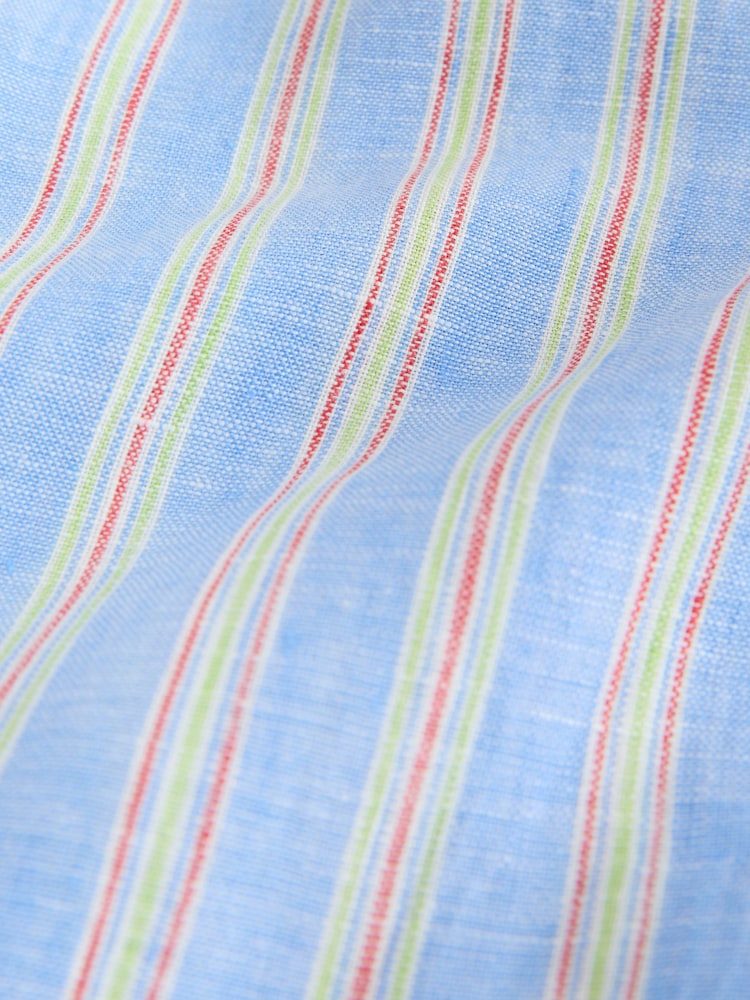 Blue Stripe Long Sleeve Signature 100% Linen Shirt - Image 8 of 8