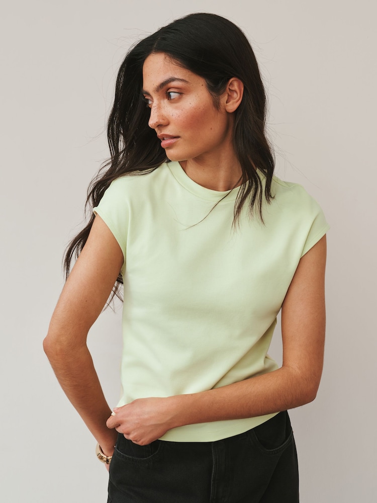 Limettengrün - T-Shirt mit Flügelärmeln und Rundhals - Bild 1 von 7