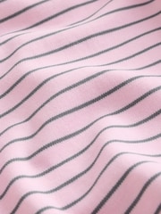 ピンクストライプ - オーバーサイズ リラックスフィット ボクシー 厚手 クルーネック Tシャツ - 画像 3 / 3