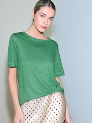 Green N. Premium Linen Crew Neck T-Shirt - Image 2 of 5