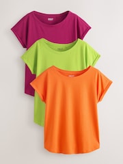 Green/Orange/Purple Cap Sleeve Cotton T-Shirts 3 Pack - Image 1 of 6