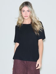 Black N. Premium Linen Crew Neck T-Shirt - Image 2 of 5