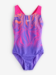 Speedo Blue Digital Placement Print Spliceback Swimsuit - Image 1 of 1