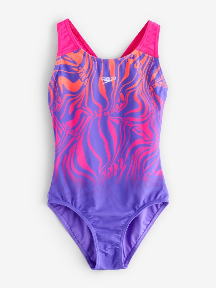 Speedo Blue Digital Placement Print Spliceback Swimsuit - Image 1 of 1