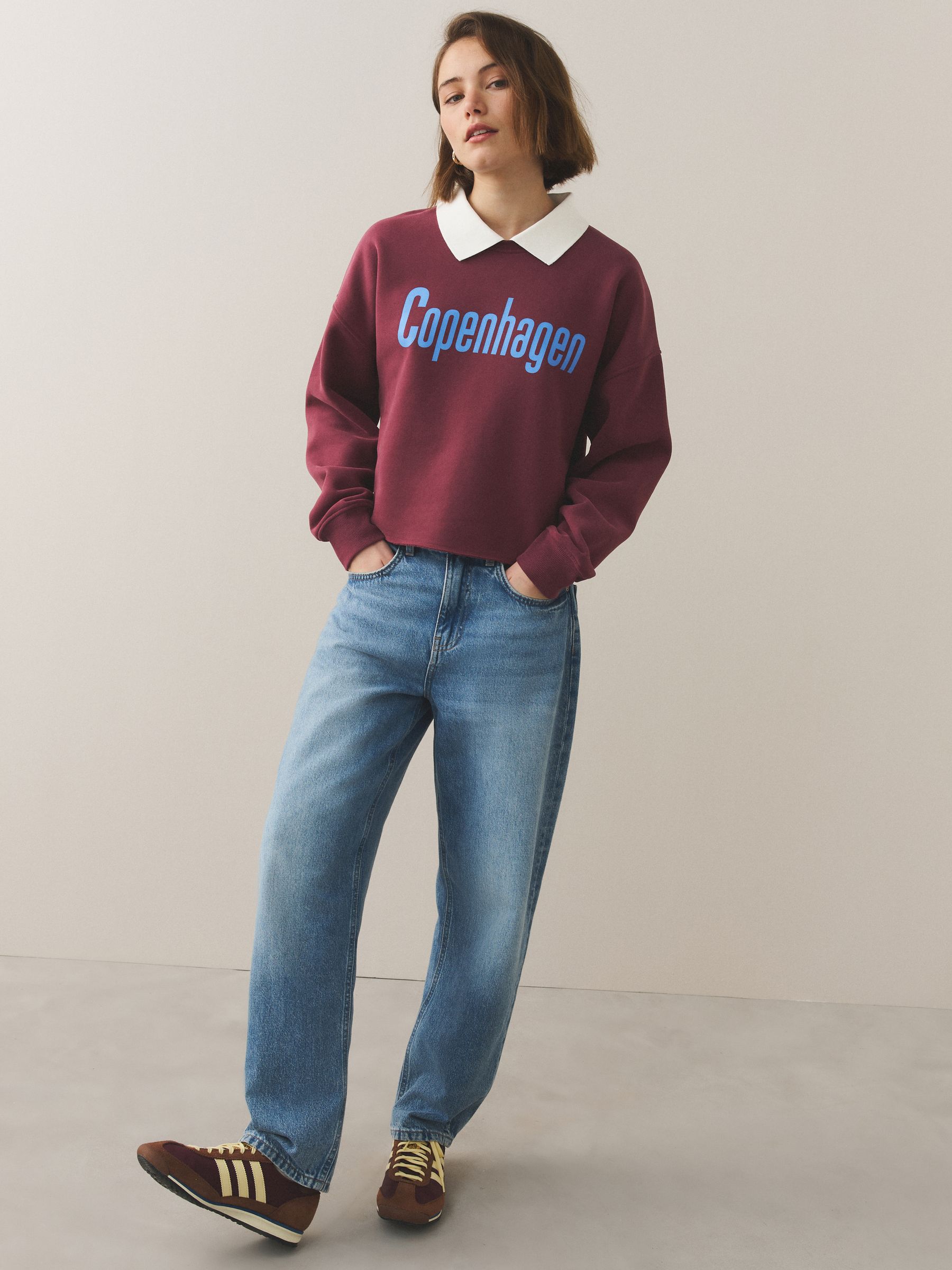 Buy Burgundy Red Collared Graphic Sweatshirt from Next USA