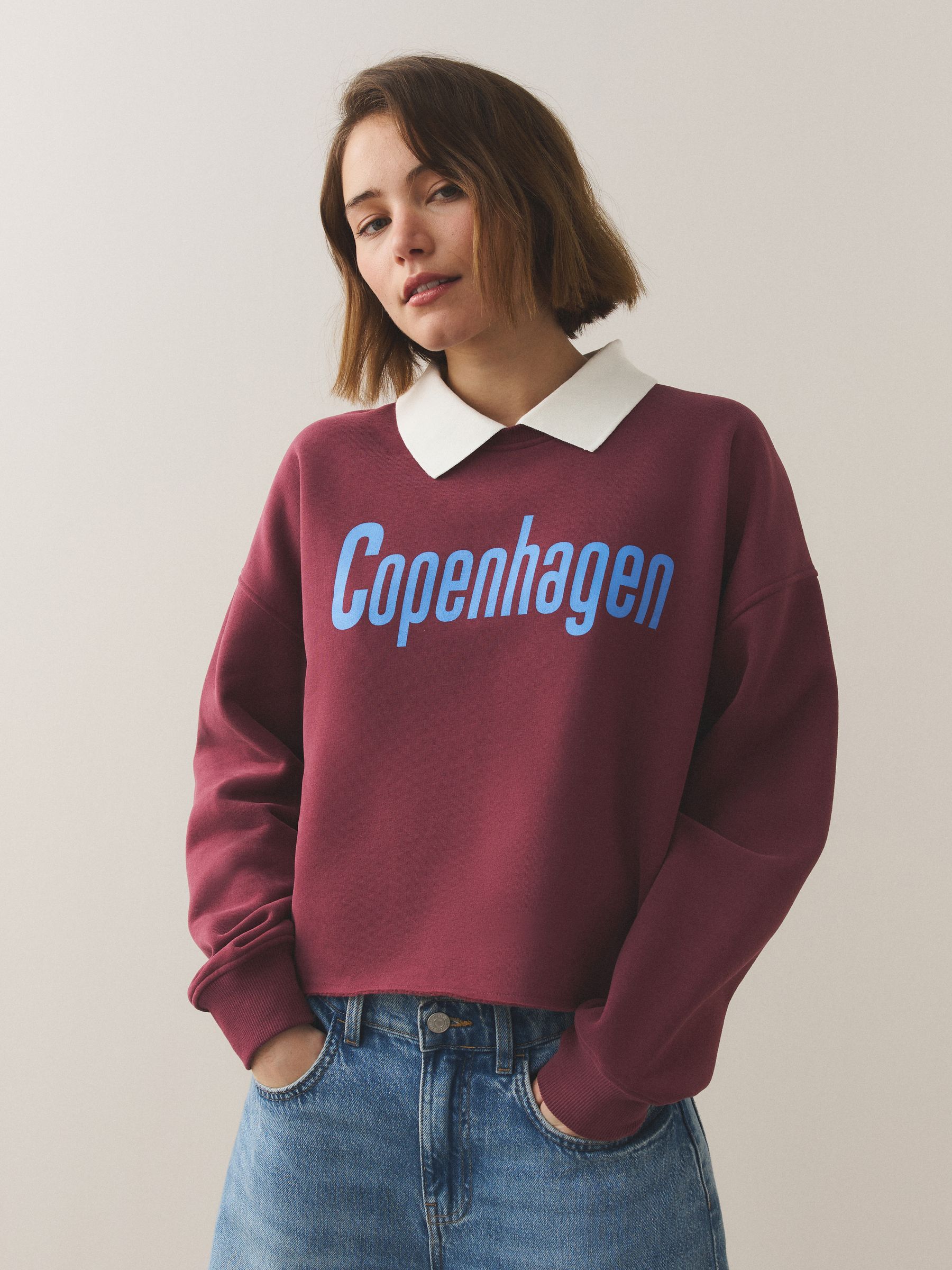 Buy Burgundy Red Collared Graphic Sweatshirt from the Next UK