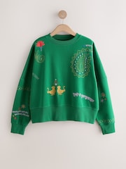 Green Crew Neck Embroidered Sweatshirt - Image 5 of 7