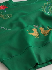 Green Crew Neck Embroidered Sweatshirt - Image 7 of 7