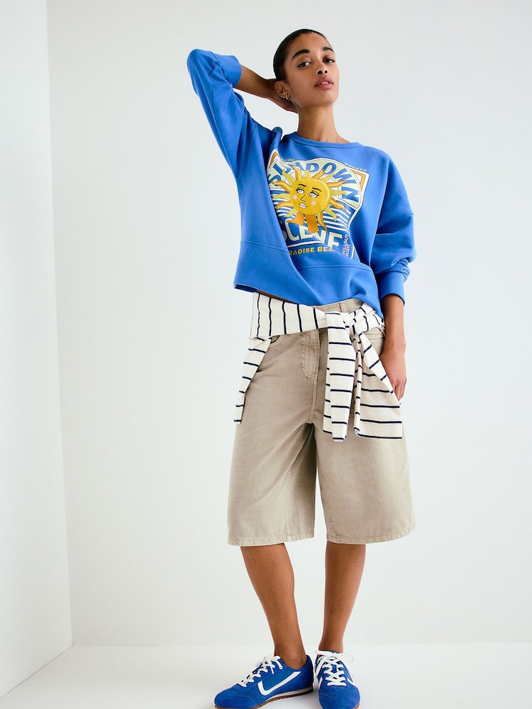 Cobalt Blue Graphic Crew Neck Sweatshirt - Image 2 of 8