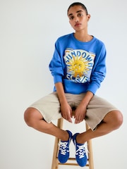 Cobalt Blue Graphic Crew Neck Sweatshirt - Image 4 of 8