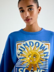 Cobalt Blue Graphic Crew Neck Sweatshirt - Image 5 of 8