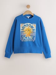 Cobalt Blue Graphic Crew Neck Sweatshirt - Image 6 of 8