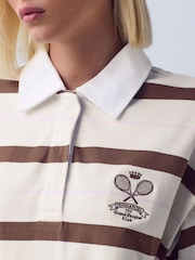 Ecru Chocolate - Short Sleeve Striped Rugby Polo Shirt - Image 5 of 8