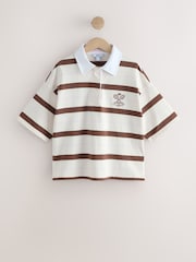 Ecru Chocolate - Short Sleeve Striped Rugby Polo Shirt - Image 6 of 8