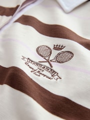 Ecru Chocolate - Short Sleeve Striped Rugby Polo Shirt - Image 7 of 8