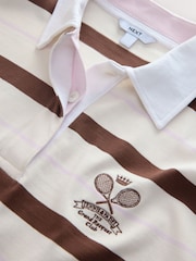 Ecru Chocolate - Short Sleeve Striped Rugby Polo Shirt - Image 8 of 8