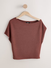 Chocolate Brown Slouch Sheerknit Drape Top - Image 6 of 8