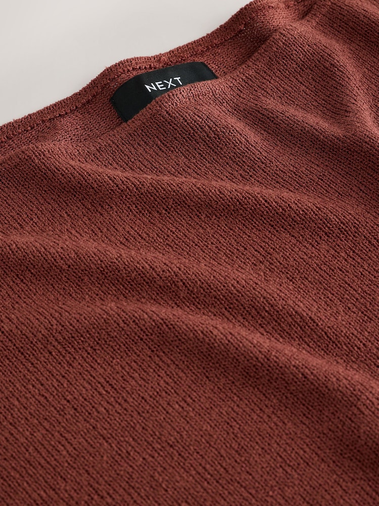 Chocolate Brown Slouch Sheerknit Drape Top - Image 8 of 8