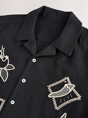 Black Embroidered Short Sleeve Shirt - Image 10 of 10