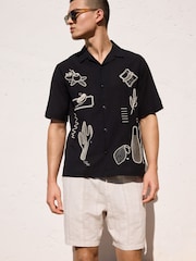 Black Embroidered Short Sleeve Shirt - Image 7 of 10