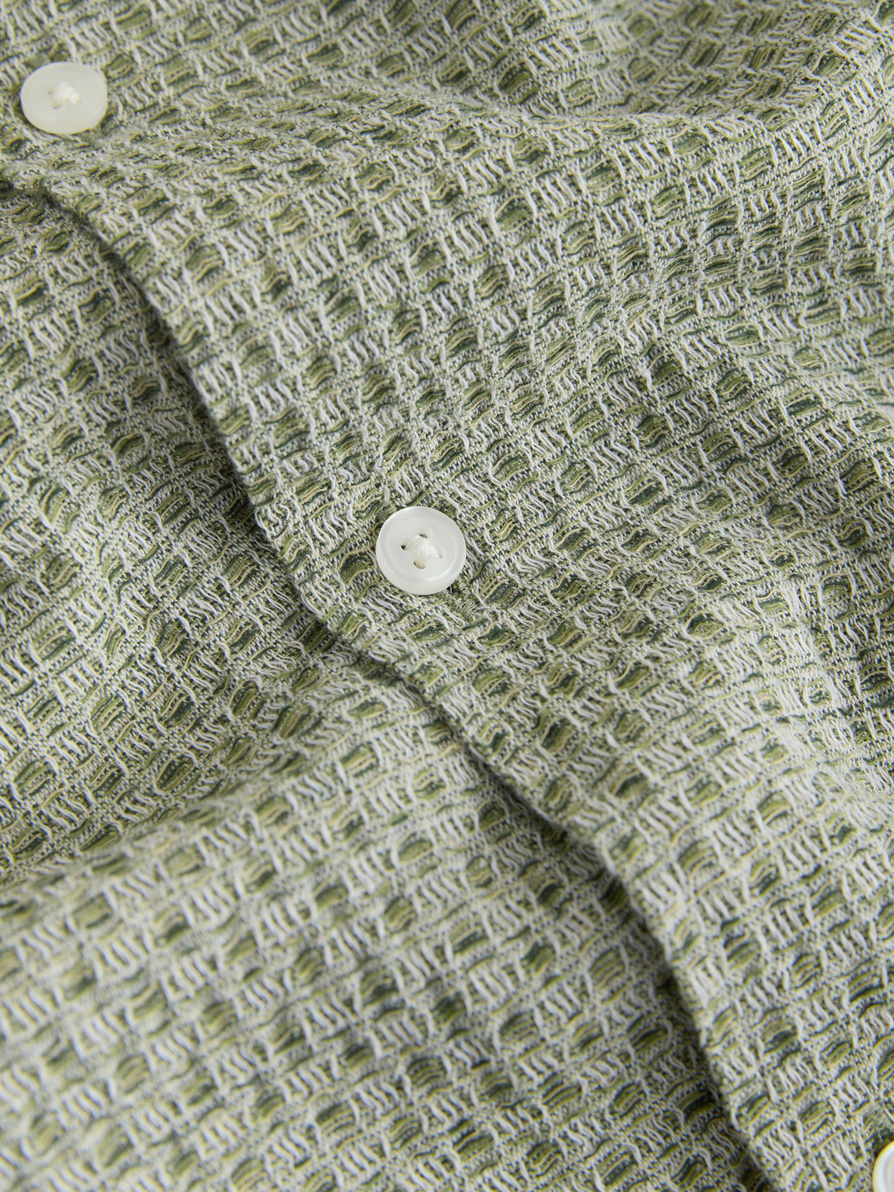 Buy Sage Green Textured Waffle Short Sleeve Shirt from the Next UK