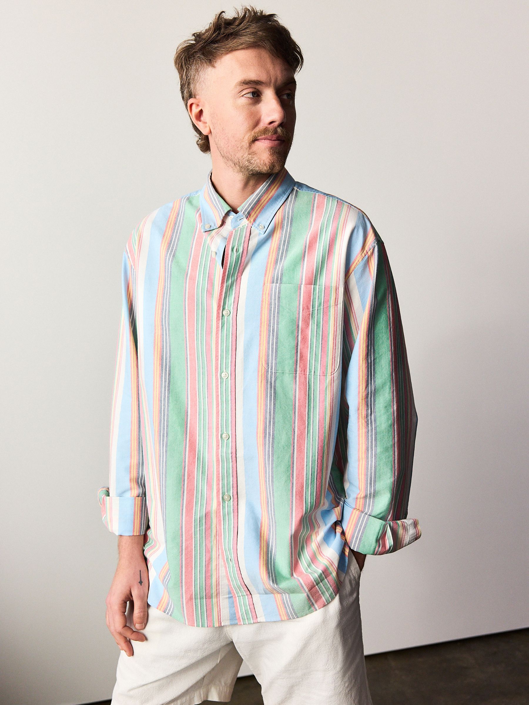 Buy Multi Stripe Oxford Long Sleeve Shirt from the Next UK online shop
