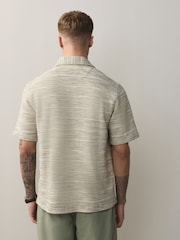 Sage Green Jersey Textured Short Sleeve Shirt - Image 4 of 8