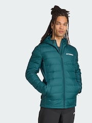 adidas Terrex Green Multi Light Down CLIMAWARM Hooded Jacket - Image 1 of 5