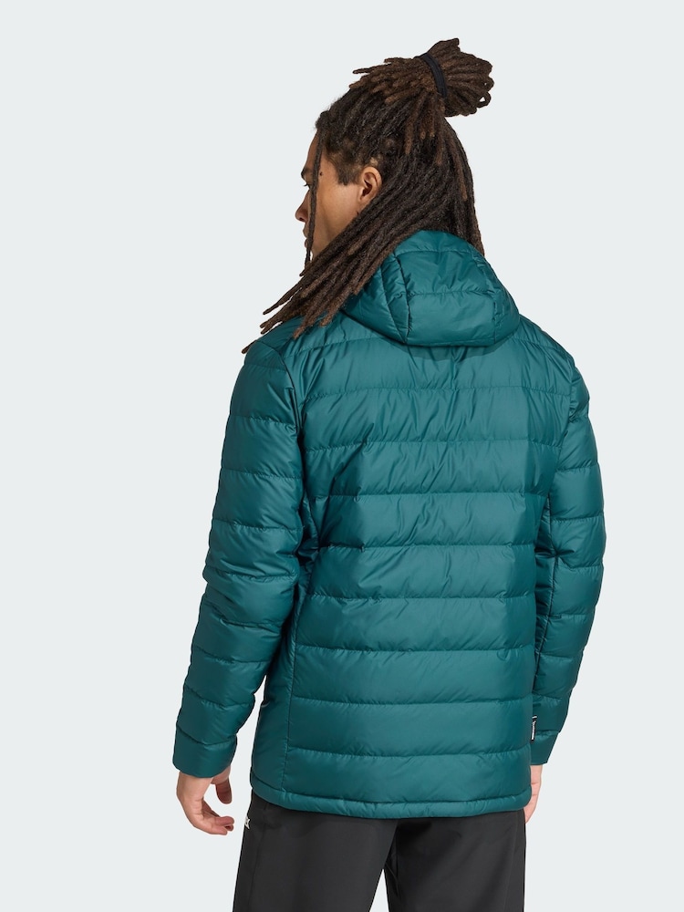 adidas Terrex Green Multi Light Down CLIMAWARM Hooded Jacket - Image 2 of 5 adidas Terrex Green Multi Light Down CLIMAWARM Hooded Jacket - Image 2 of 5
