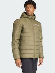 adidas Terrex Green Multi Essentials CLIMAWARM Insulated Hooded Jacket - Image 1 of 5
