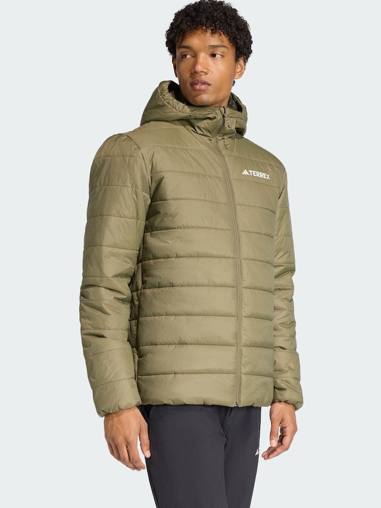 adidas Terrex Green Multi Essentials CLIMAWARM Insulated Hooded Jacket - Image 1 of 5