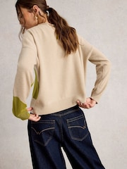 White Stuff Natural Kitty Abstract Cashmere Jumper - Image 2 of 6