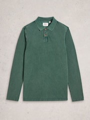 White Stuff Green LS Utility Polo Shirt - Image 5 of 6