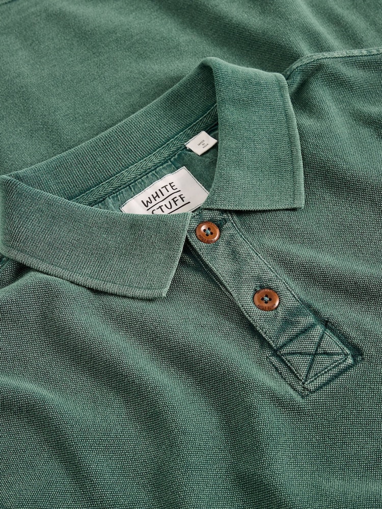 White Stuff Green LS Utility Polo Shirt - Image 6 of 6