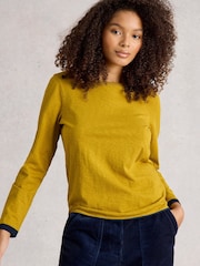 White Stuff Mustard Yellow Clara Long Sleeve Stripe T-Shirt - Image 3 of 6
