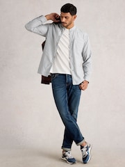 White Stuff Blue Alnwick Grandad Stripe Shirt - Image 1 of 6
