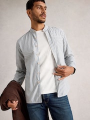 White Stuff Blue Alnwick Grandad Stripe Shirt - Image 3 of 6