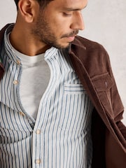 White Stuff Blue Alnwick Grandad Stripe Shirt - Image 4 of 6