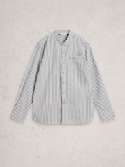 White Stuff Blue Alnwick Grandad Stripe Shirt - Image 5 of 6