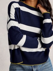 White Stuff Blue Kitty Stripe Cashmere Jumper - Image 3 of 6