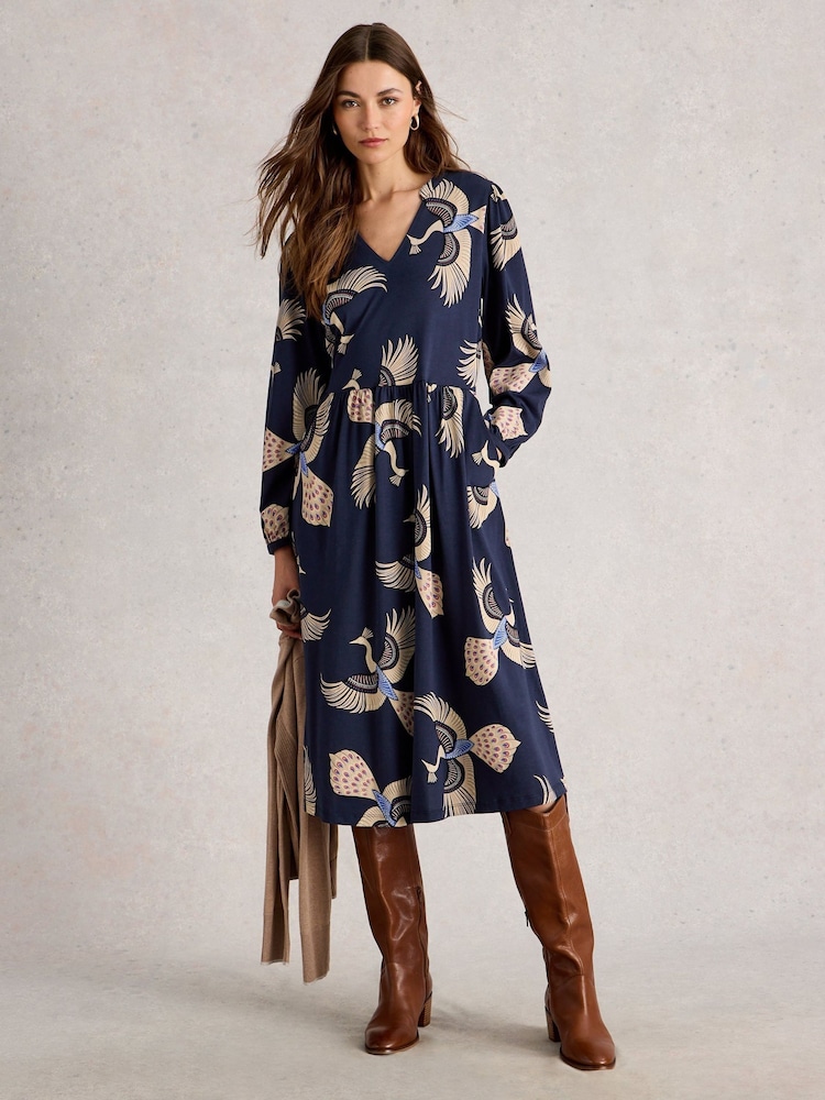 White Stuff Blue Leah Jersey Dress - Image 1 of 6
