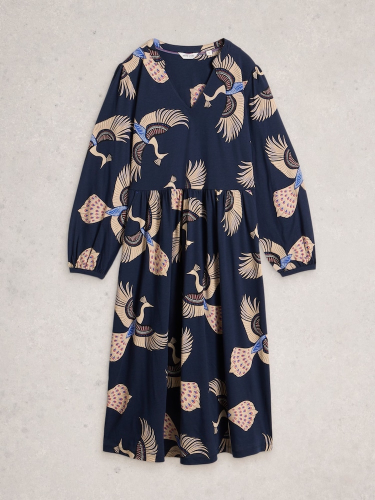 White Stuff Blue Leah Jersey Dress - Image 6 of 6