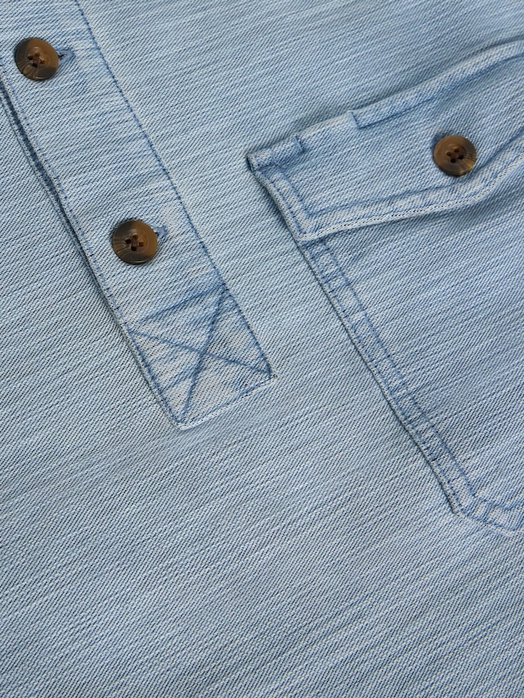 White Stuff Blue Fenton Slub Pop Over T-Shirt - Image 6 of 6