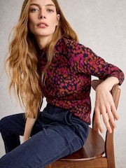 White Stuff Blue Katie Print Jumper - Image 4 of 6