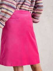 White Stuff Pink Coral Velvet Skirt - Image 2 of 6