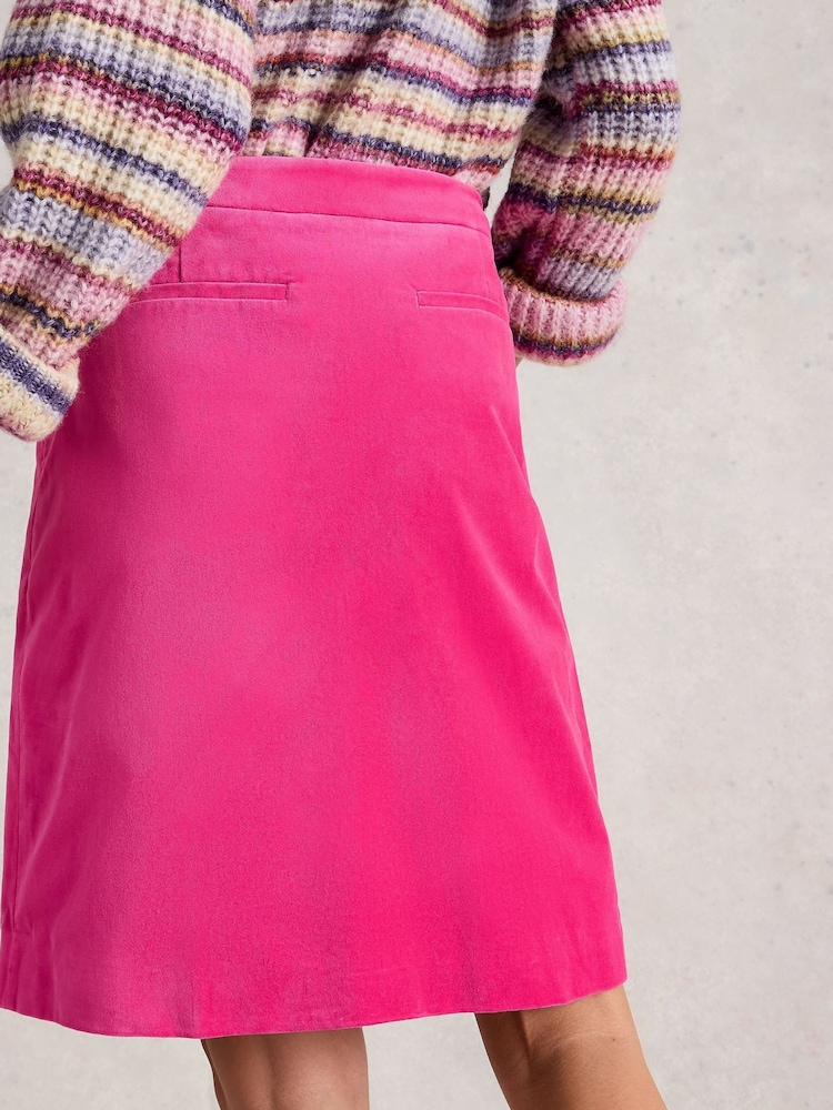 White Stuff Pink Coral Velvet Skirt - Image 2 of 6