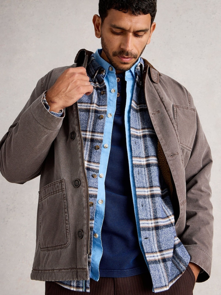 White Stuff Blue Barton Marl Check Shirt - Image 1 of 6