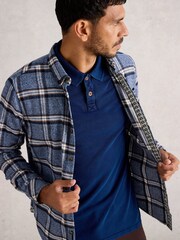 White Stuff Blue Barton Marl Check Shirt - Image 4 of 6