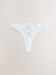 Black/White Thong Lace Front Strappy Knickers 2 Pack - Image 3 of 5